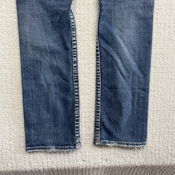 Y2K Silver Jeans Co Berkley Straight Leg Blue Denim Jeans Sz 31x32 Sequin Pocket - Picture 4 of 14